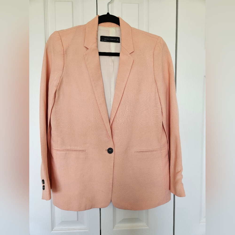 Peach Linen Blend Zara Blazer Size Small